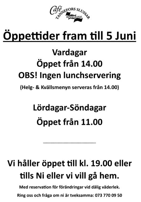 öppettider för cafet fr juni 2026